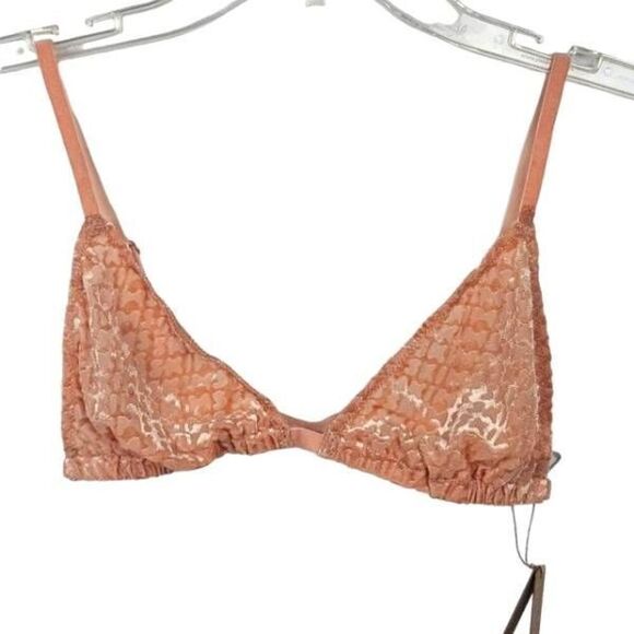 SKIMS TRIANGLE FLOCKED LOGO BRALETTE NWT - Picture 1 of 9